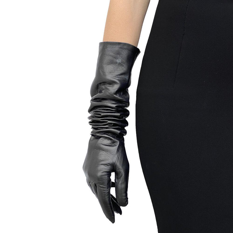 Gants d'opéra longs en cuir pour femmes - Montserrat 12BT