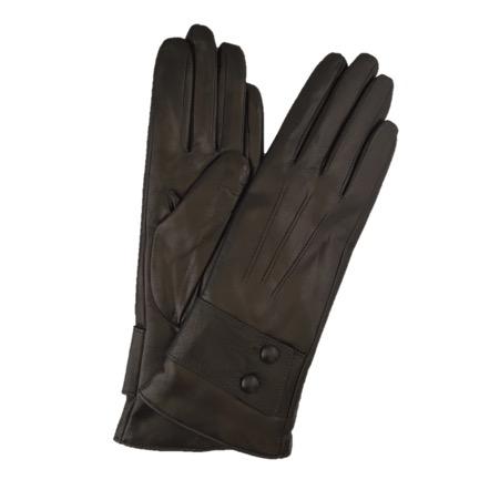 Gants Femme Cuir Doublé Cachemire Avec Bracelet Boutons.-Belle