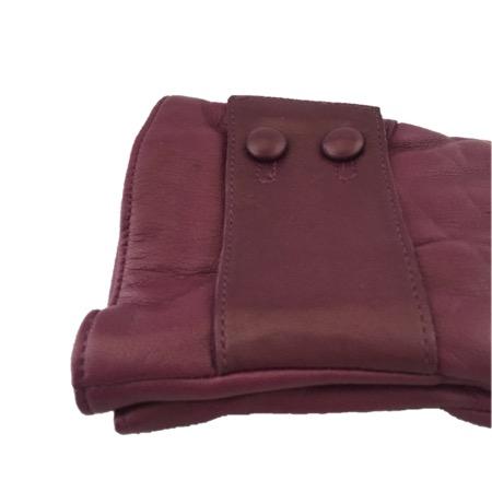 Gants Femme Cuir Doublé Cachemire Avec Bracelet Boutons.-Belle