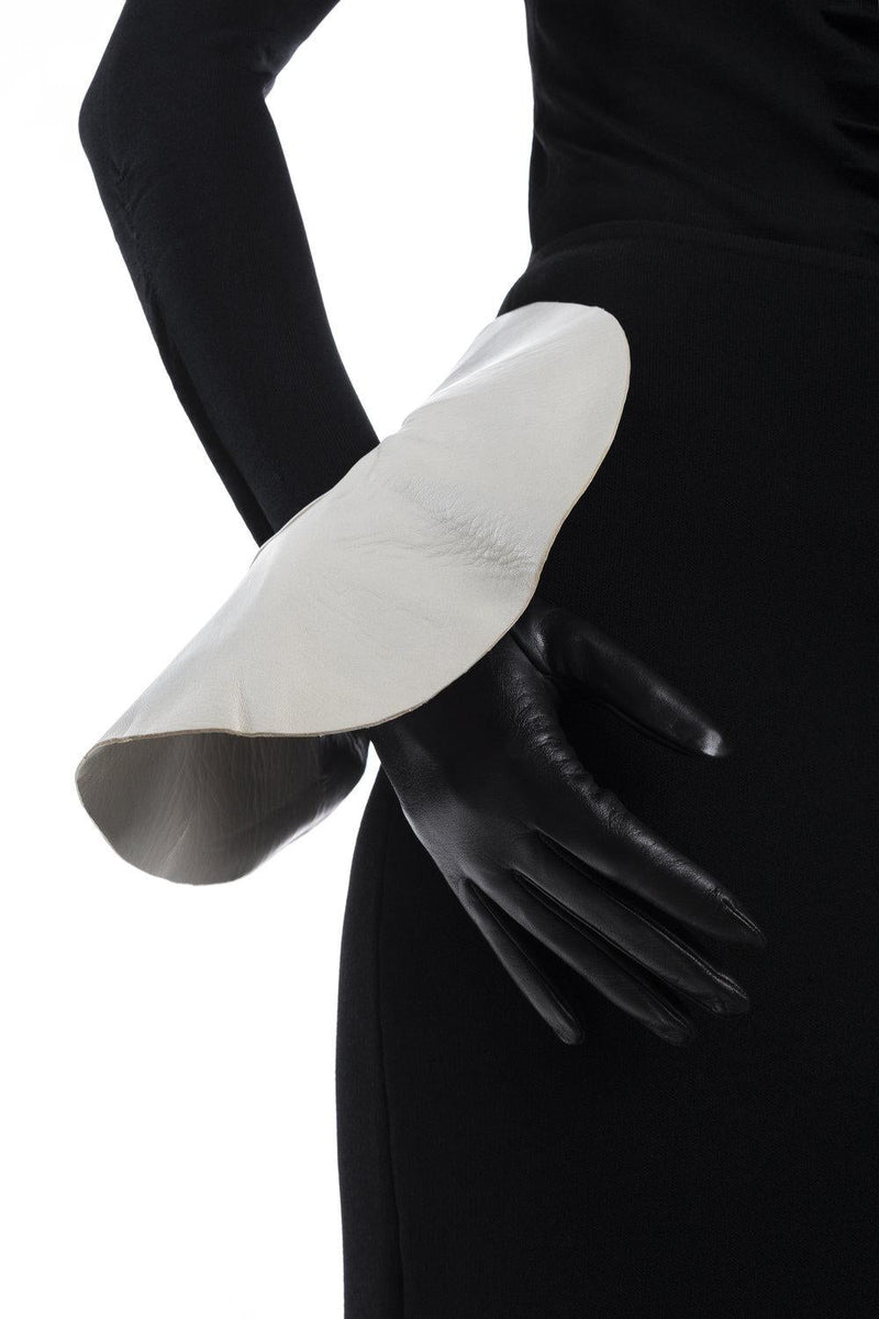 Gants en cuir d'agneau surdimensionnés à poignets contrastés pour femmes - Danielle 4