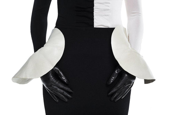 Gants en cuir d'agneau surdimensionnés à poignets contrastés pour femmes - Danielle 4