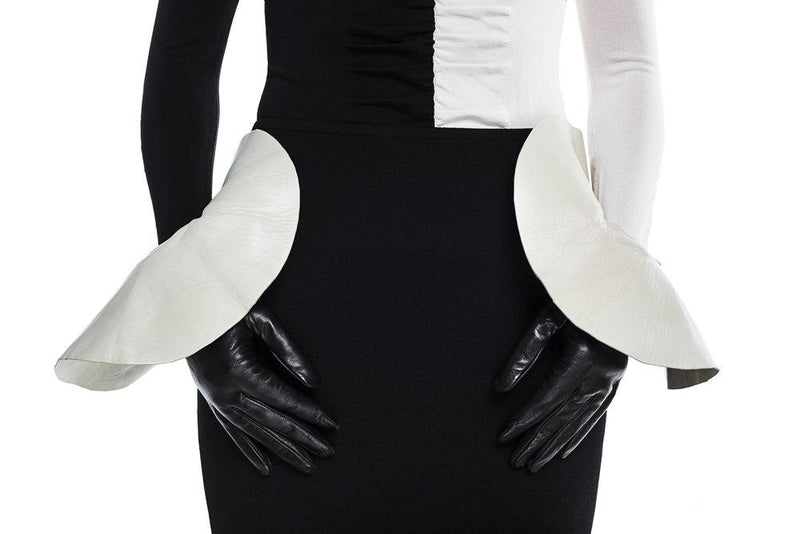 Gants en cuir d'agneau surdimensionnés à poignets contrastés pour femmes - Danielle 4