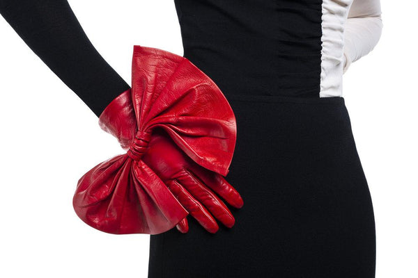Gants en cuir de luxe pour femme avec nœud surdimensionné - Minnie Massive