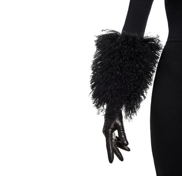 Gants en Cuir de Fourrure de Mongolie Longueur Coude Femme-Barbara