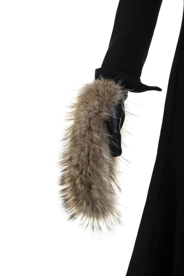 Gants en cuir de fourrure de raton laveur doublés de polaire pour femmes - Antoinella