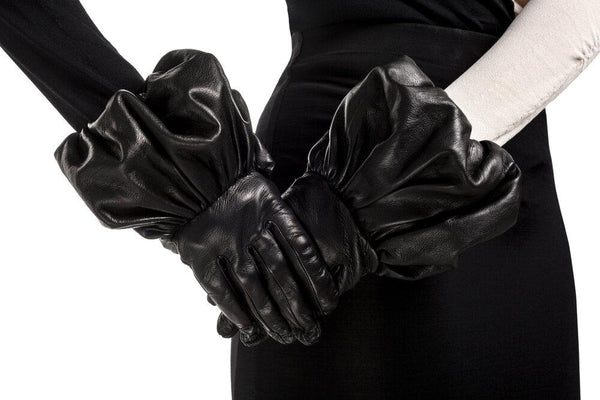 Gants Femme Cuir Noir Doublé Soie-Julie 2