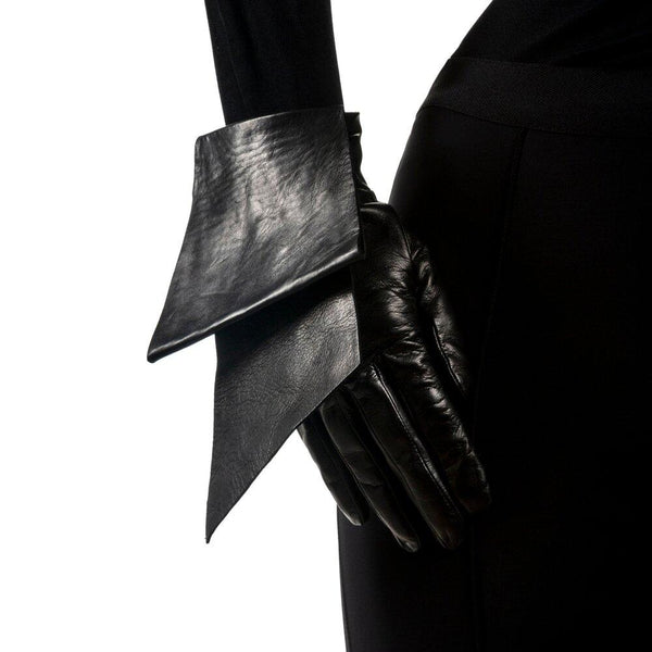 Gants en cuir noir avec nœud angulaire pour femme - Alabama 4