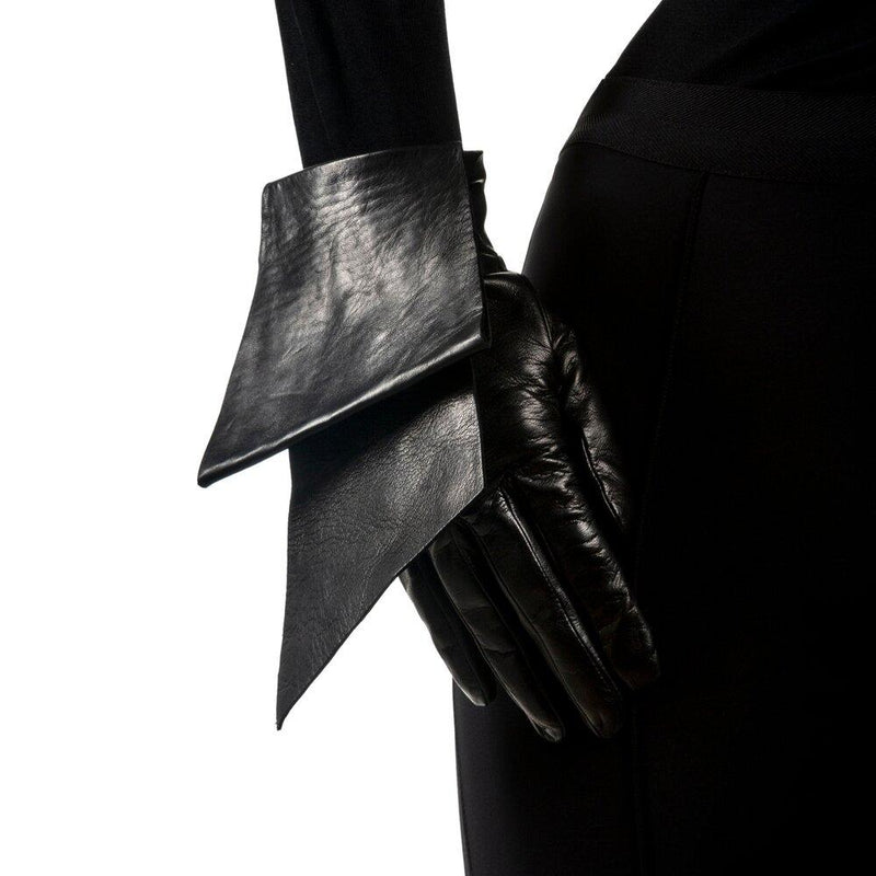 Gants en cuir noir avec nœud angulaire pour femme - Alabama 4