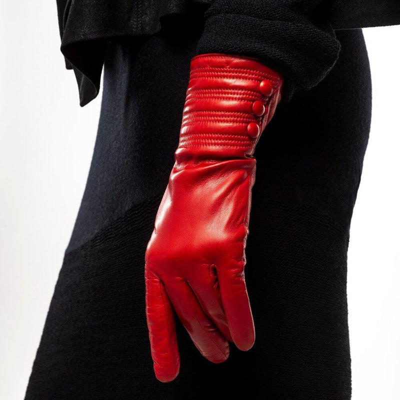 Gants en cuir doublés de cachemire pour femmes avec détail de style bracelet - Marianne