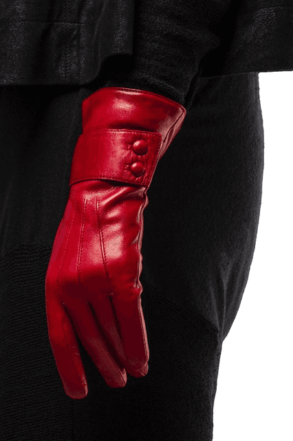 Gants Femme Cuir Doublé Cachemire Avec Bracelet Boutons.-Belle