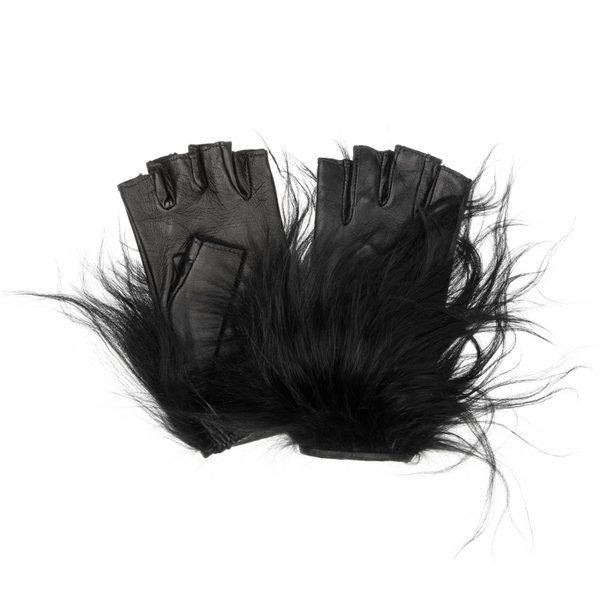 Gants en Cuir de Fourrure de Mongolie Longueur Coude Femme-Barbara