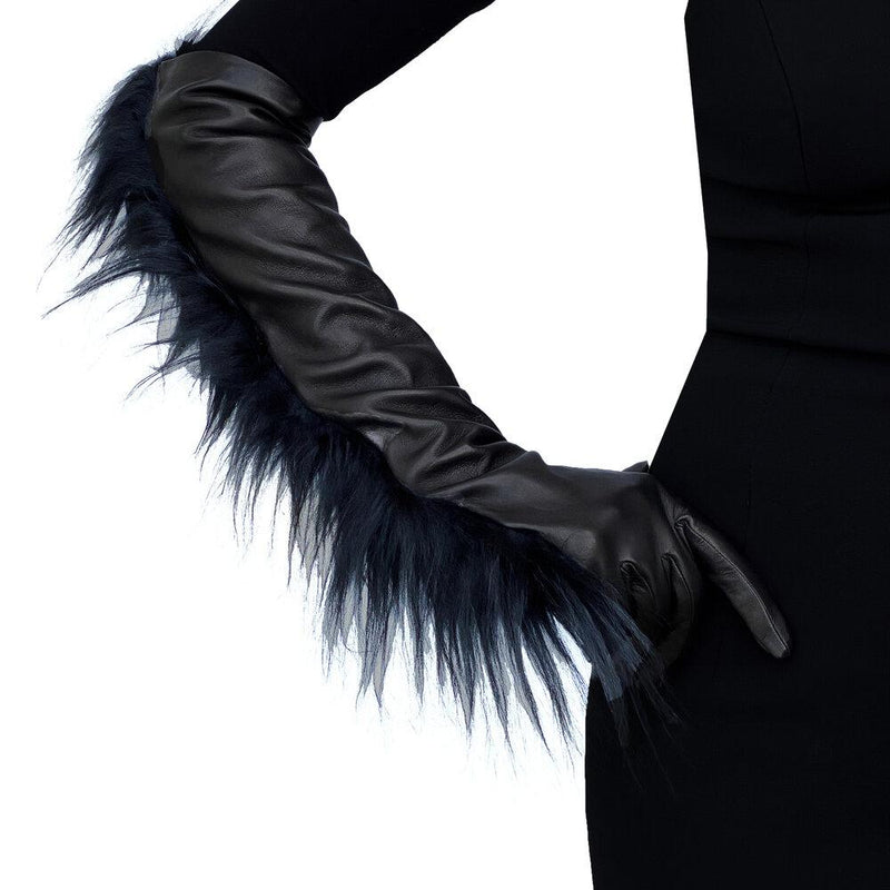 Gants en cuir de fourrure de renard doublés de soie pour femmes - Eva
