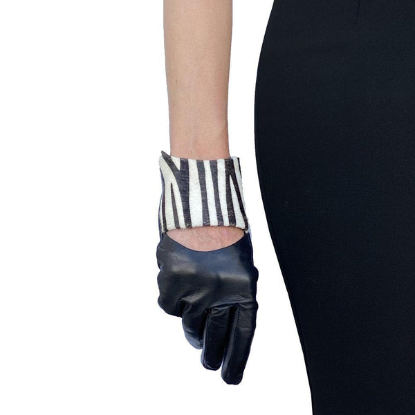 Gants en cuir contrastés doublés de soie pour femmes avec -Francesca Scoop