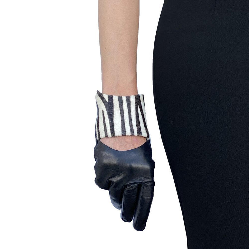 Gants en cuir contrastés doublés de soie pour femmes avec -Francesca Scoop