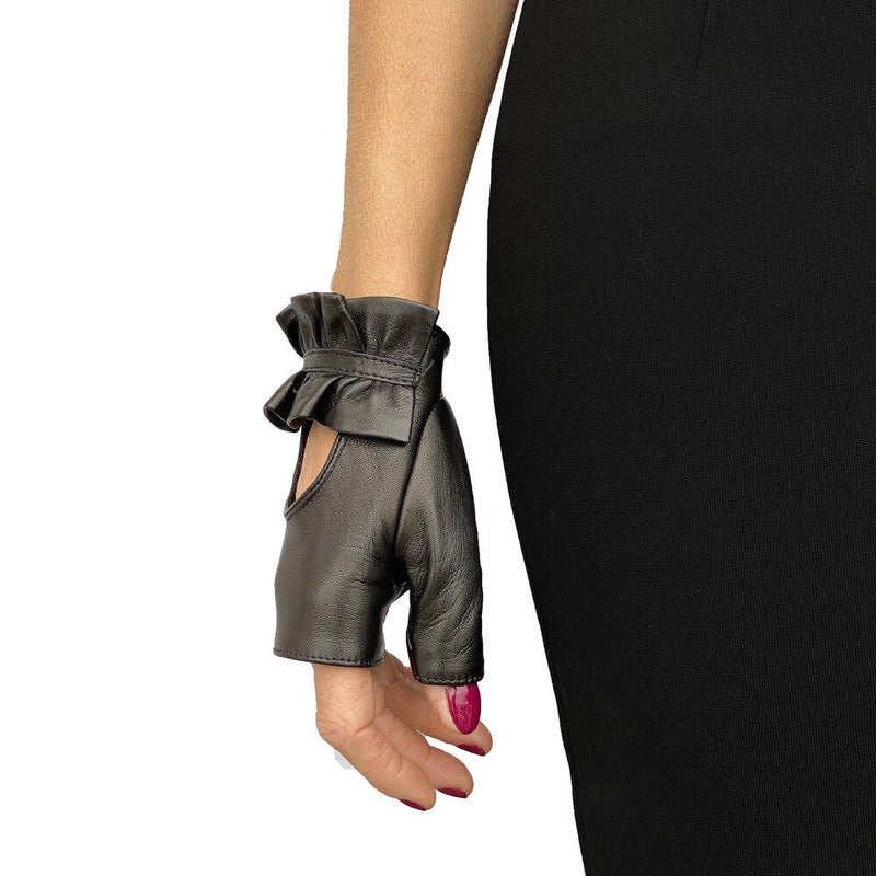 Gants sans doigts en cuir pour femmes - Haylee