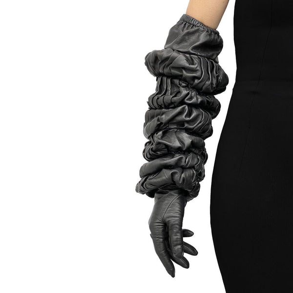 Gants en cuir froncés aux coudes pour femme - Montserrat Bubble 2