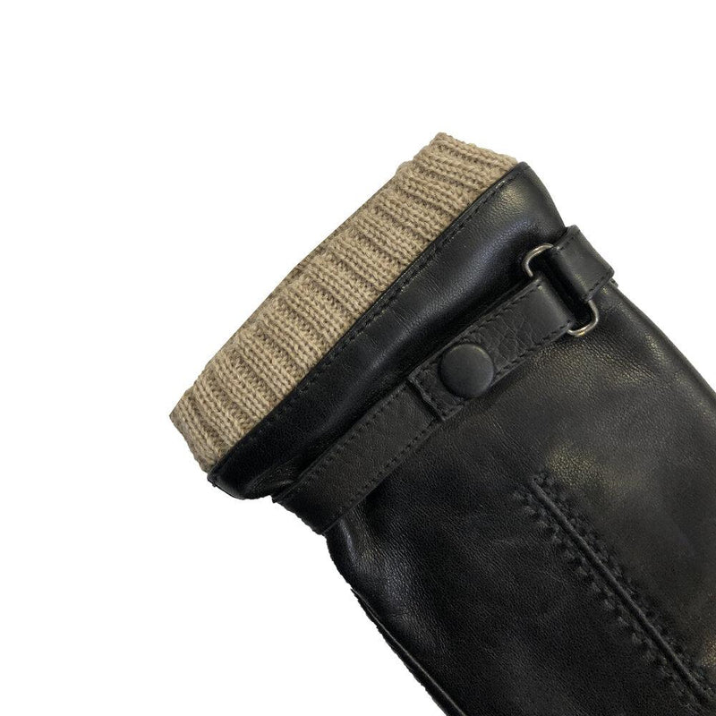 Gants en cuir d'agneau doublés de cachemire cousus à la main pour hommes avec poignets en cachemire tricotés-Kearney 2