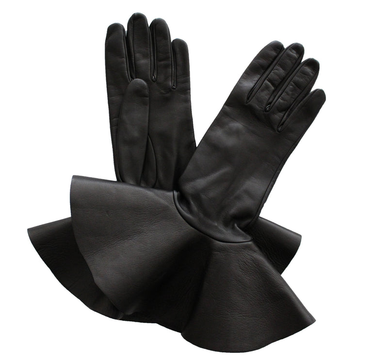 Gants en cuir d'agneau surdimensionnés à poignets contrastés pour femmes - Danielle 4