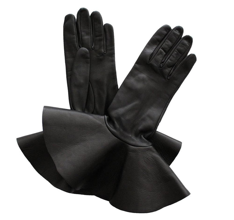 Gants en cuir d'agneau surdimensionnés à poignets contrastés pour femmes - Danielle 4