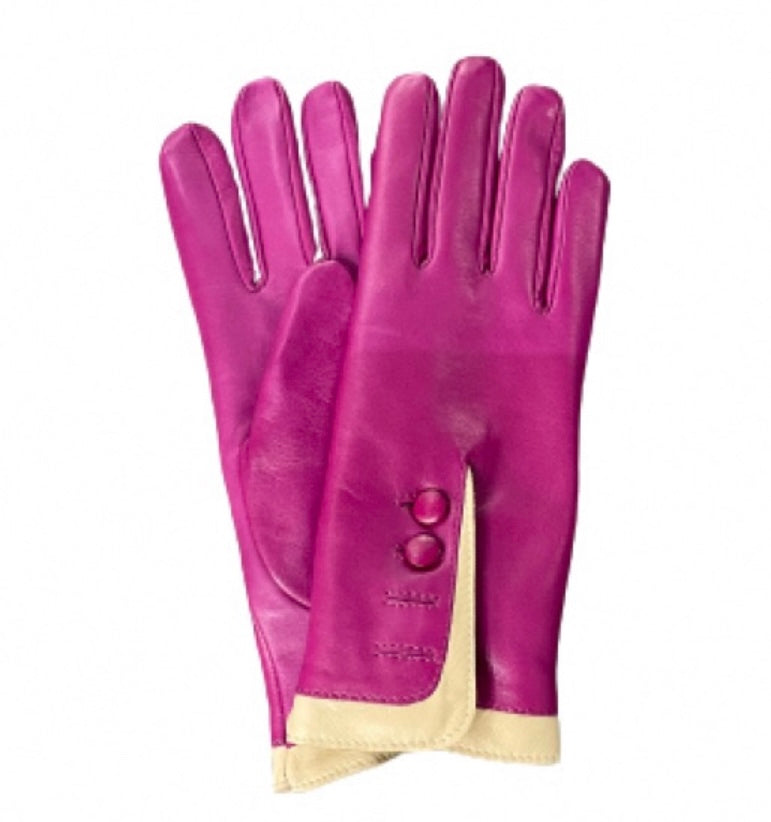 Gants en cuir doublés de fourrure pour femmes avec poignets contrastés-Maya 2