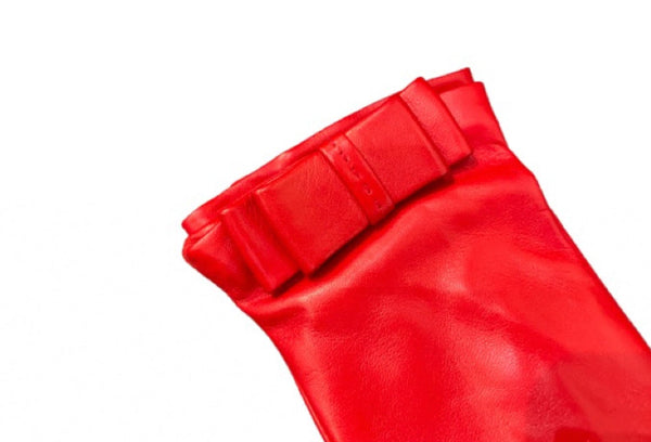 Gants Femme Classiques En Cuir Nappa Avec Nœud Aplati Minnie Nœud Plat