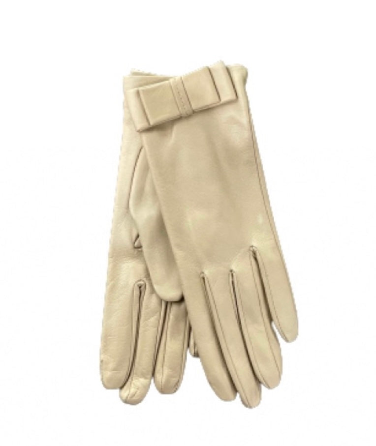 Gants Femme Classiques En Cuir Nappa Avec Nœud Aplati Minnie Nœud Plat