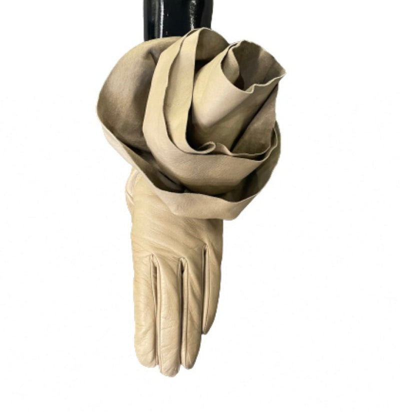 Gants en cuir de luxe doublés de soie pour femmes - Rose pivoine