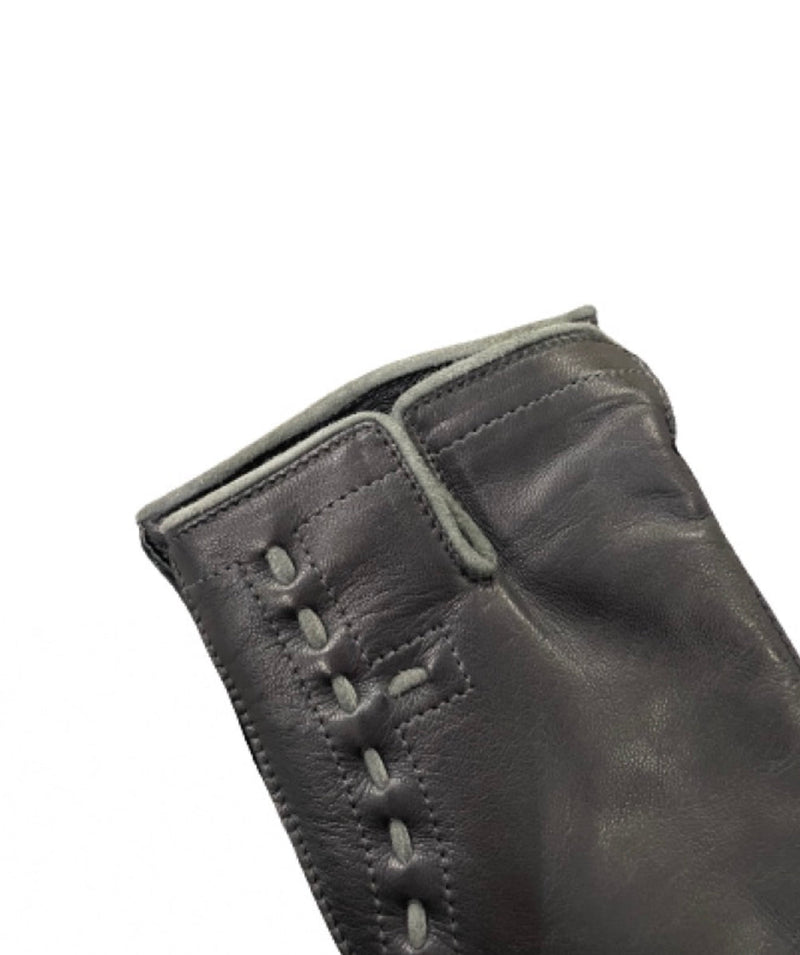 Gants en cuir doublés cachemire cousus main pour homme avec détails contrastés -Tom