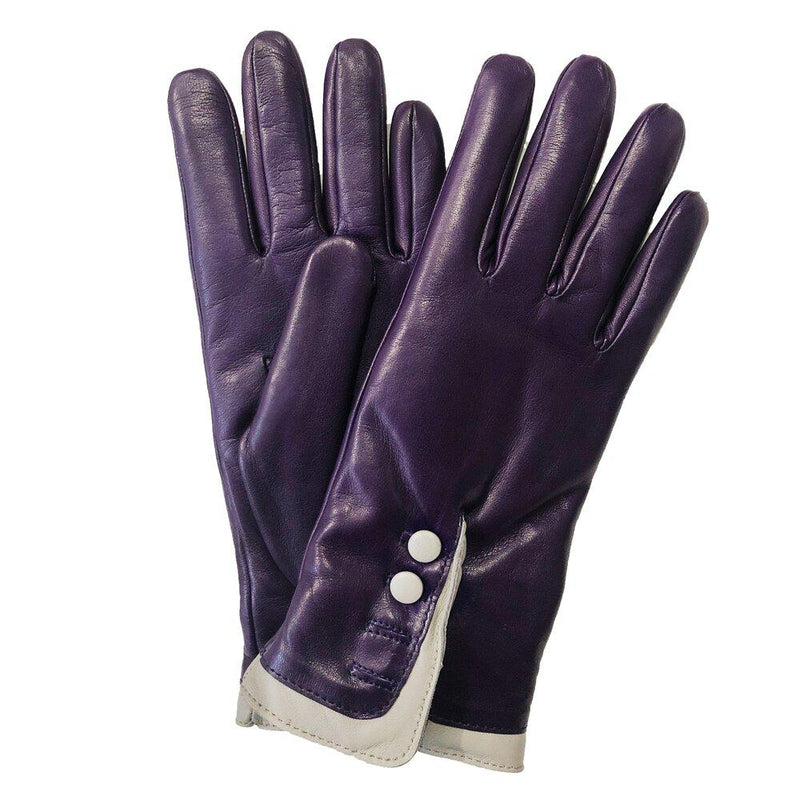Gants en cuir doublés de fourrure pour femmes avec poignets contrastés-Maya 2