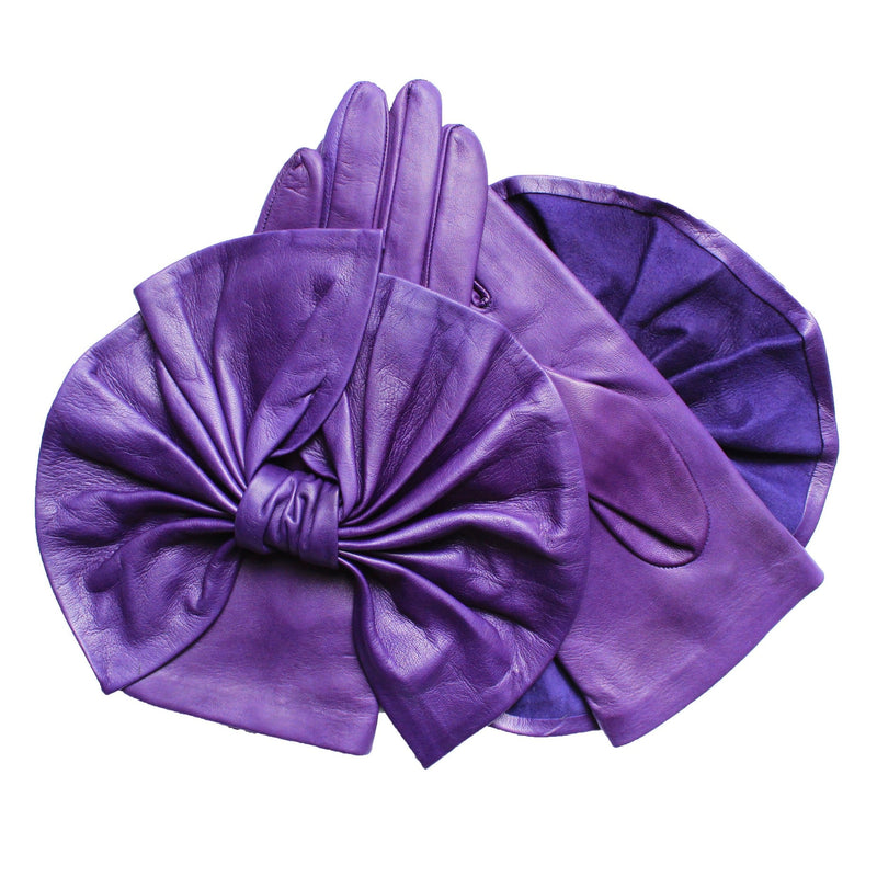 Gants en cuir de luxe pour femme avec nœud surdimensionné - Minnie Massive