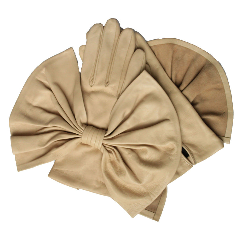 Gants en cuir de luxe pour femme avec nœud surdimensionné - Minnie Massive