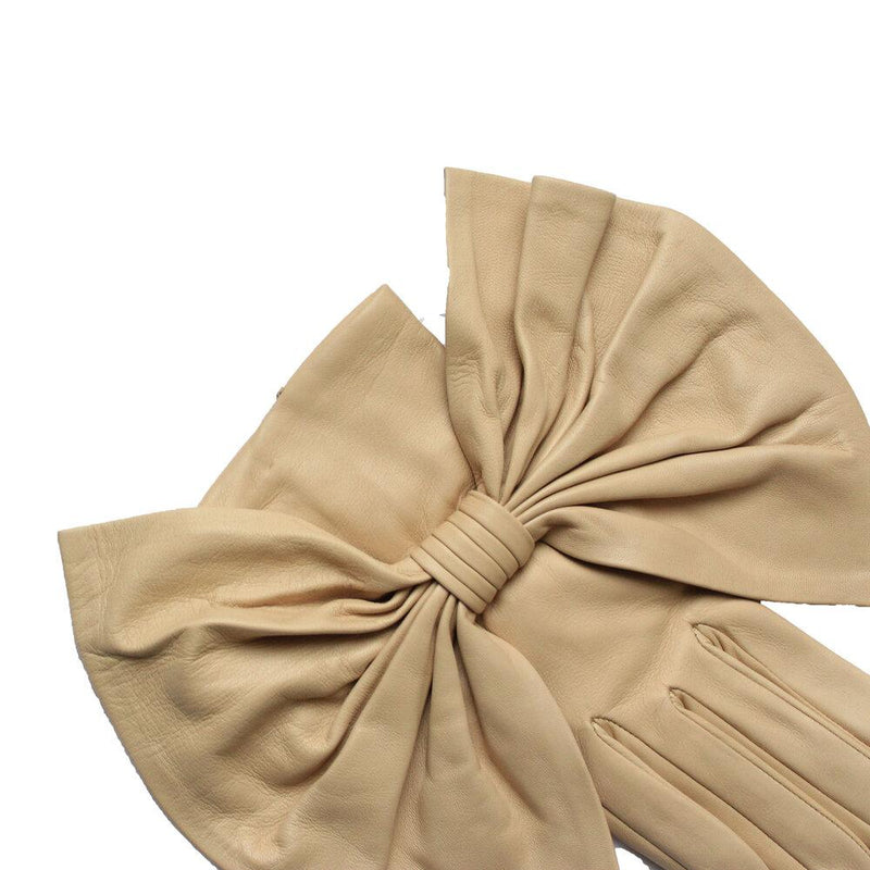 Gants en cuir de luxe pour femme avec nœud surdimensionné - Minnie Massive