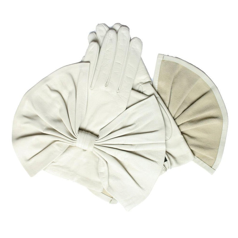 Gants en cuir de luxe pour femme avec nœud surdimensionné - Minnie Massive