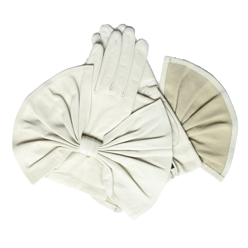 Gants en cuir de luxe pour femme avec nœud surdimensionné - Minnie Massive