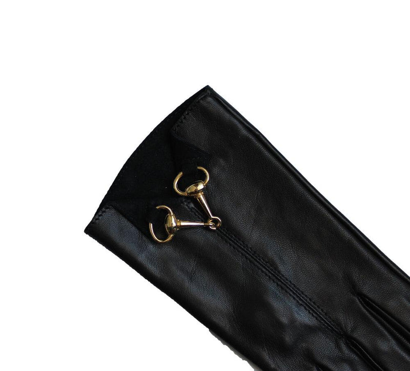 Gants en cuir doublés de soie pour femmes avec mors de cheval - fermoir avant Isabella