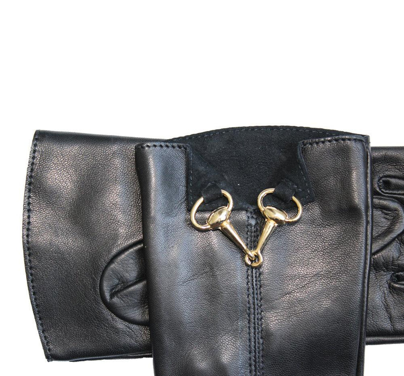 Gants en cuir doublés de soie pour femmes avec mors de cheval - fermoir avant Isabella