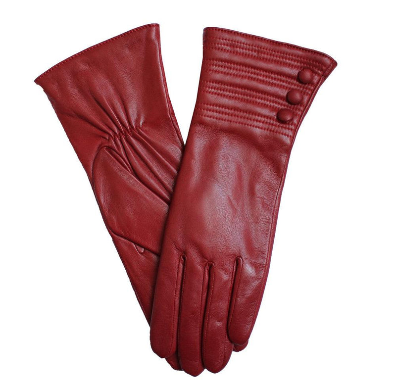 Gants en cuir doublés de cachemire pour femmes avec détail de style bracelet - Marianne