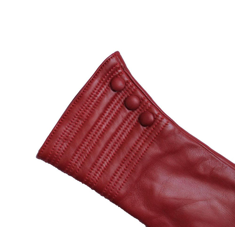 Gants en cuir doublés de cachemire pour femmes avec détail de style bracelet - Marianne