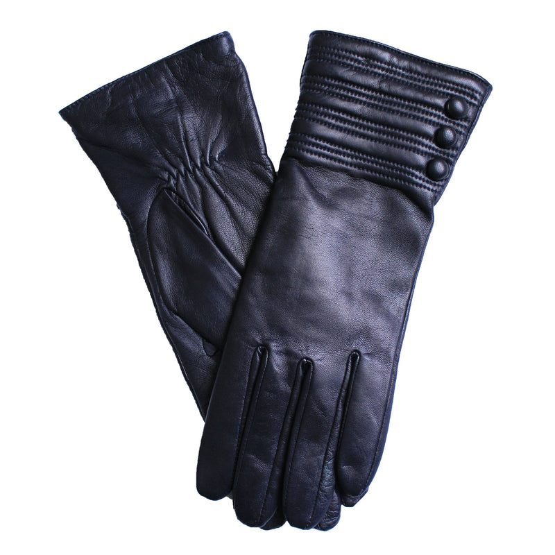 Gants en cuir doublés de cachemire pour femmes avec détail de style bracelet - Marianne