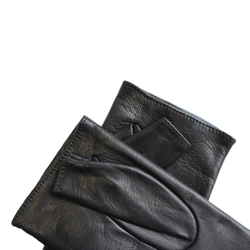 Gants en cuir sans doigts doublés de soie pour femmes - Manchette en cuir Fergie