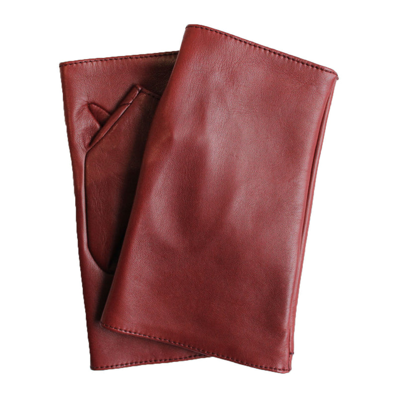Gants en cuir sans doigts doublés de soie pour femmes - Manchette en cuir Fergie