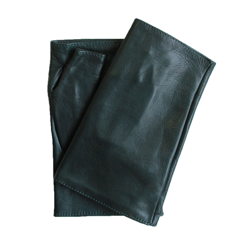 Gants en cuir sans doigts doublés de soie pour femmes - Manchette en cuir Fergie