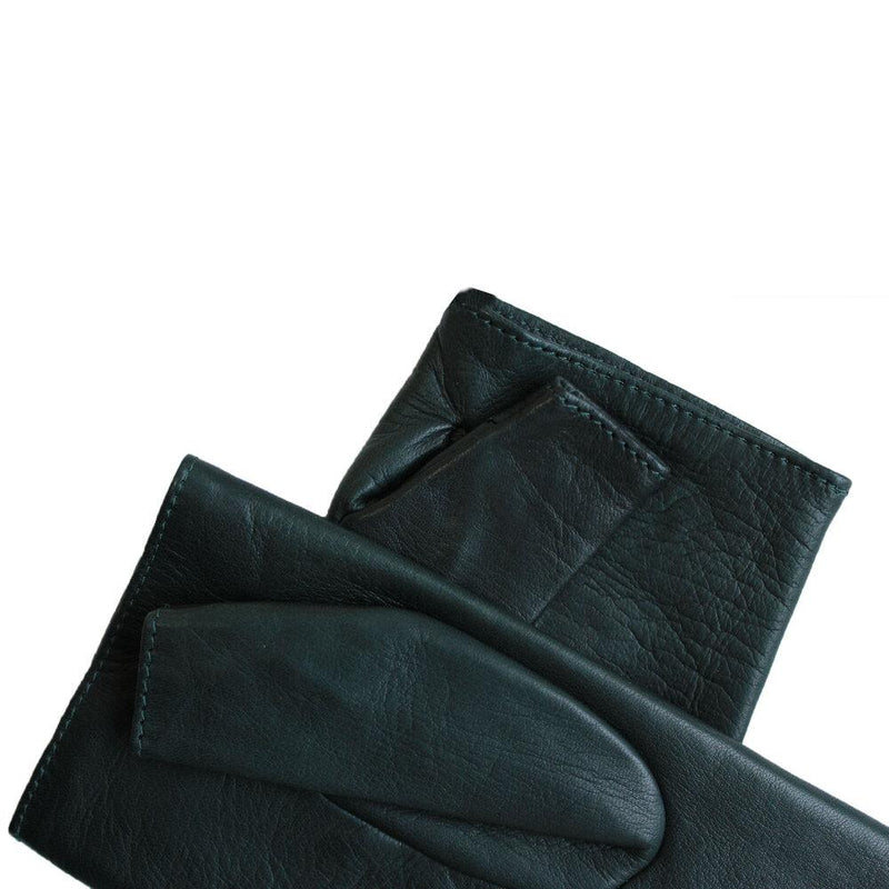 Gants en cuir sans doigts doublés de soie pour femmes - Manchette en cuir Fergie