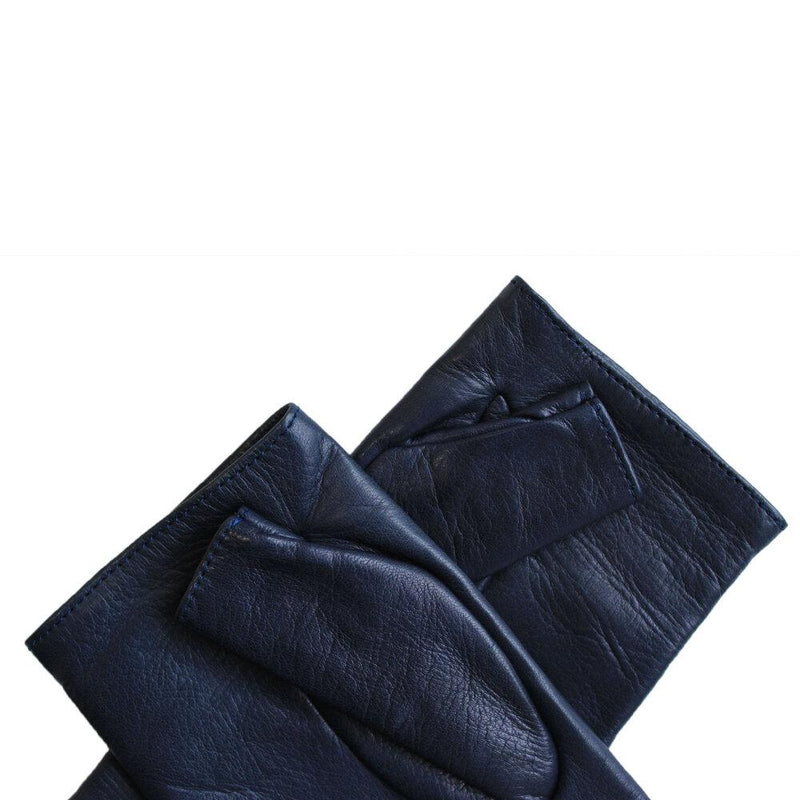 Gants en cuir sans doigts doublés de soie pour femmes - Manchette en cuir Fergie