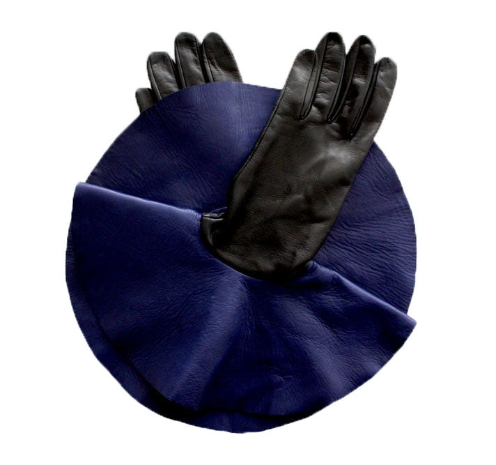 Gants en cuir d'agneau surdimensionnés à poignets contrastés pour femmes - Danielle 4