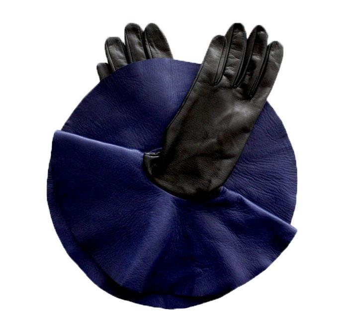 Gants en cuir d'agneau surdimensionnés à poignets contrastés pour femmes - Danielle 4