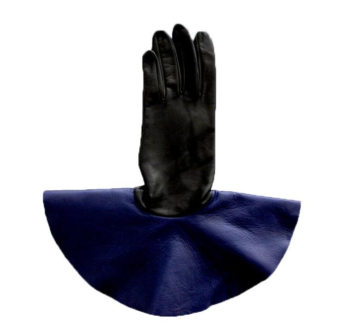Gants en cuir d'agneau surdimensionnés à poignets contrastés pour femmes - Danielle 4