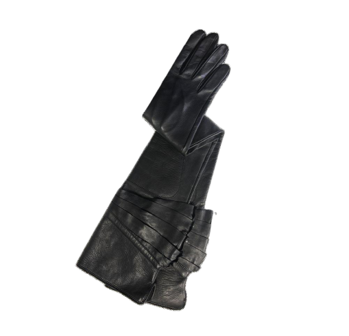 Gants longs en cuir noir pour femme avec poignets cloutés - Rivet Montserrat