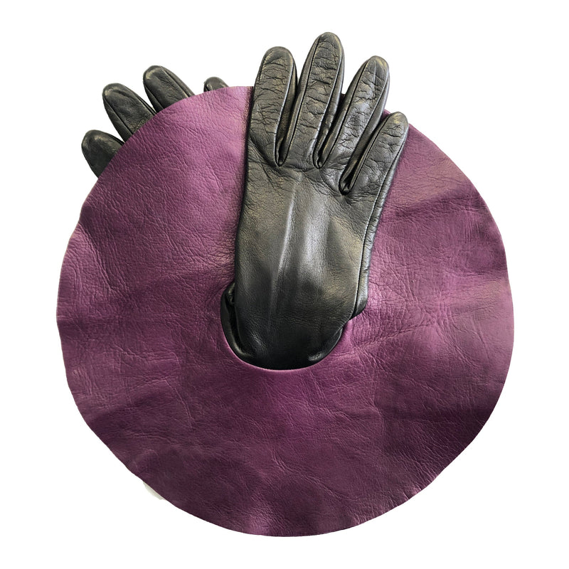 Gants en cuir d'agneau surdimensionnés à poignets contrastés pour femmes - Danielle 4