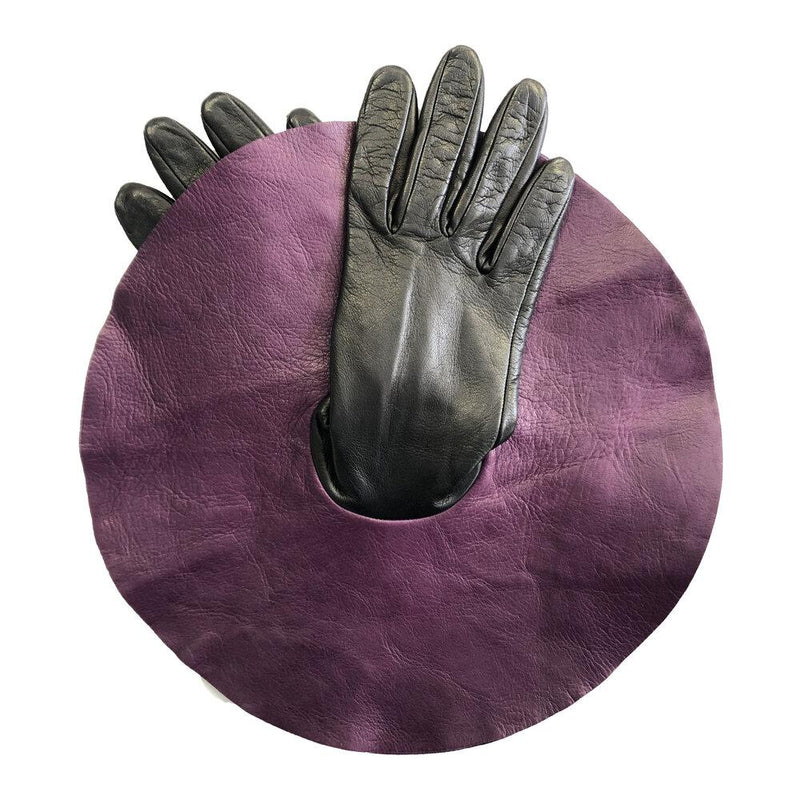 Gants en cuir d'agneau surdimensionnés à poignets contrastés pour femmes - Danielle 4